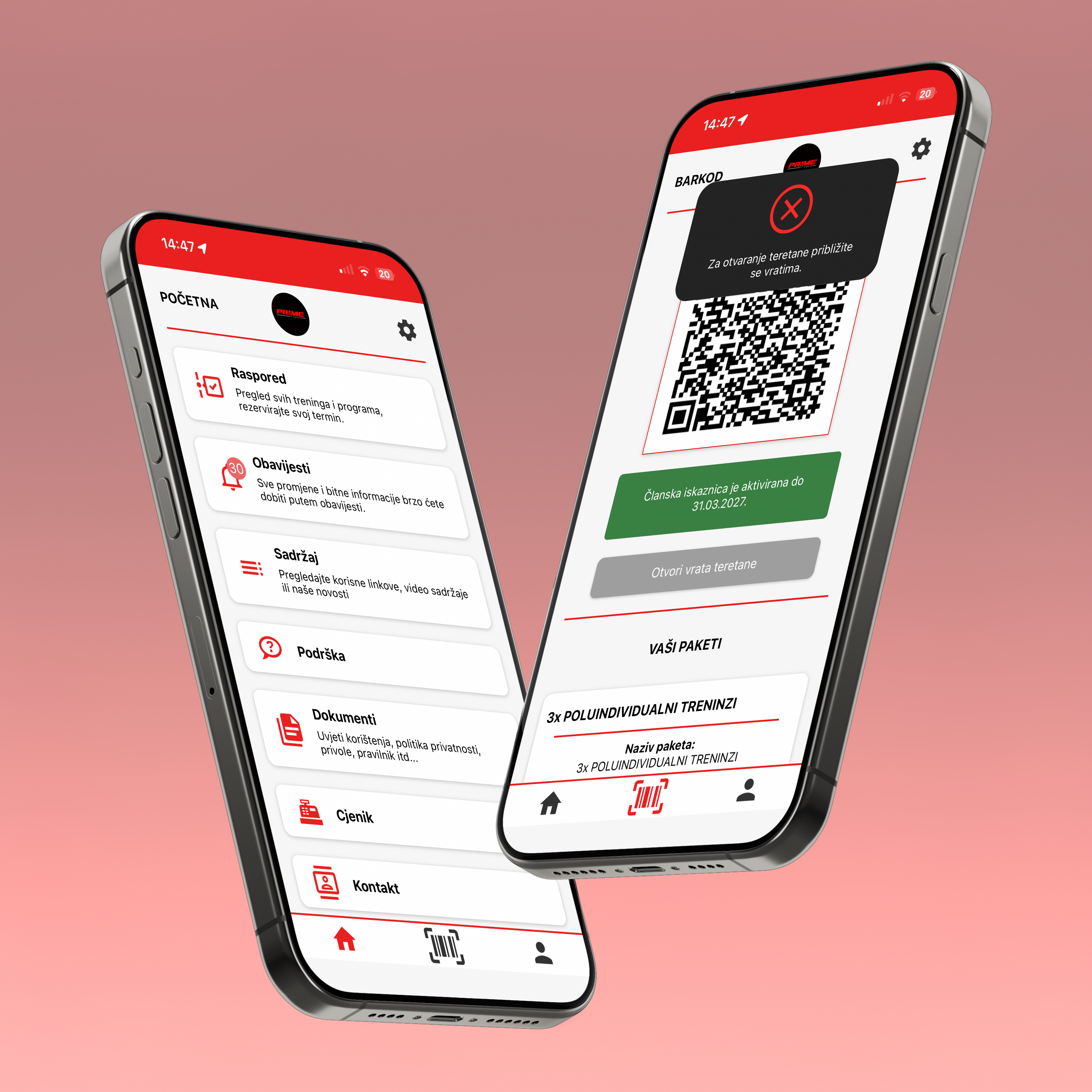 PRIME Fit Center – Mobilna aplikacija, web i EntryPoint sustav