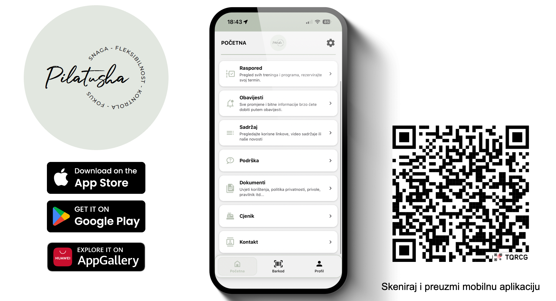 Pilatusha | Aplikacija za pilates studio, rezervacije termina i članarine