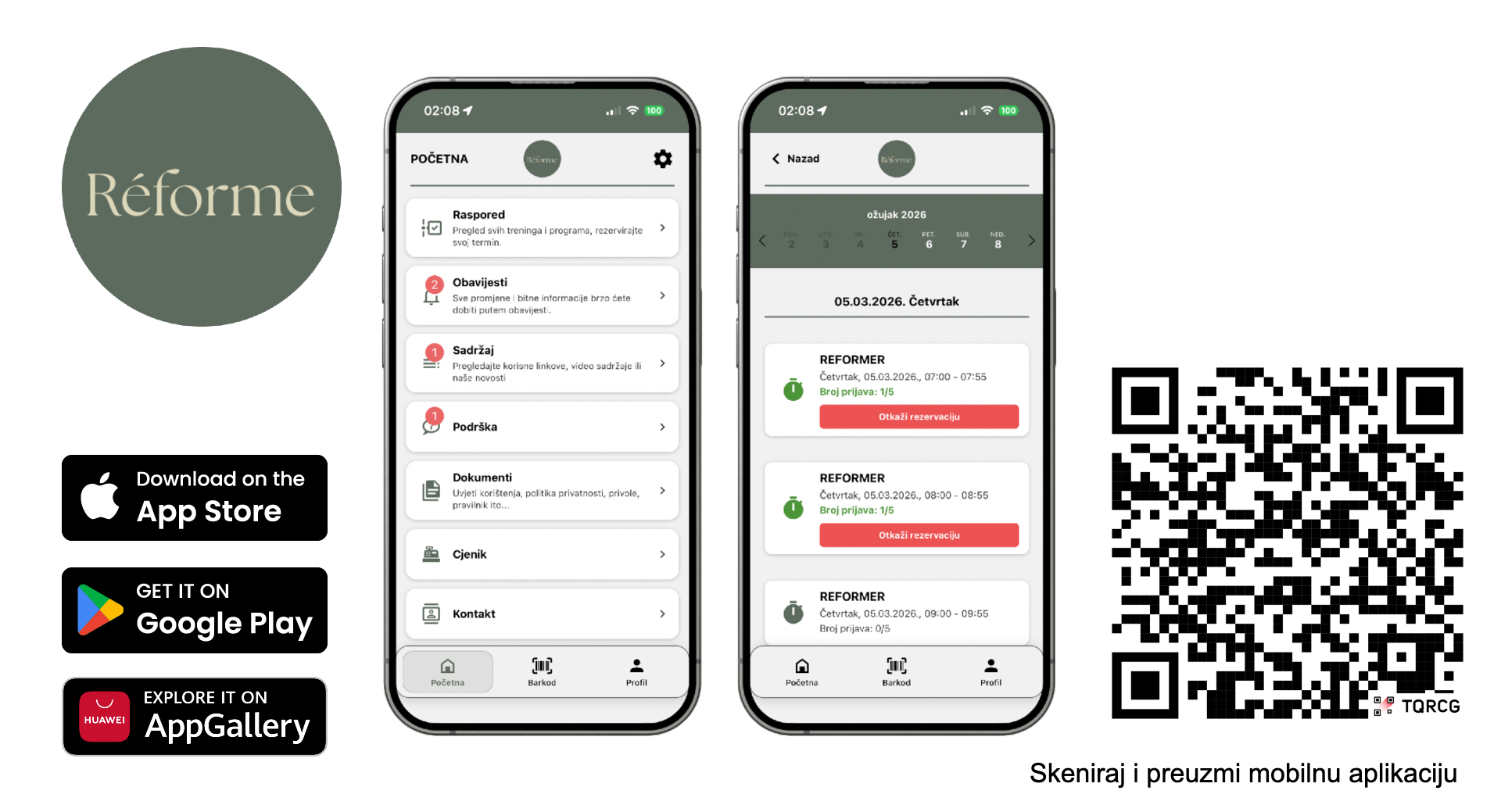 Réforme | Aplikacija za Reformer Pilates studio i rezervacije termina