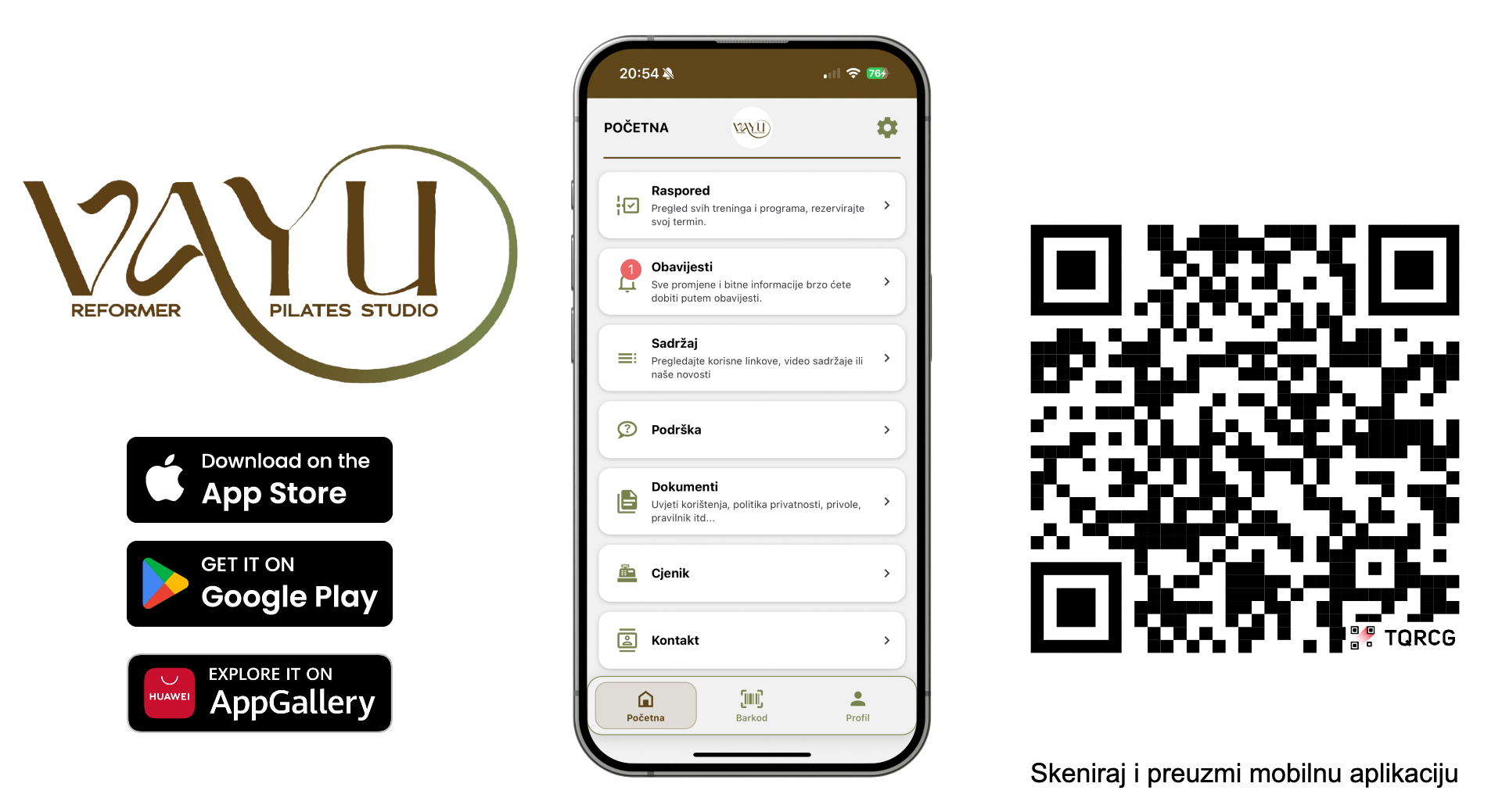 VAYU Zagreb | Aplikacija i web stranica za Reformer Pilates studio