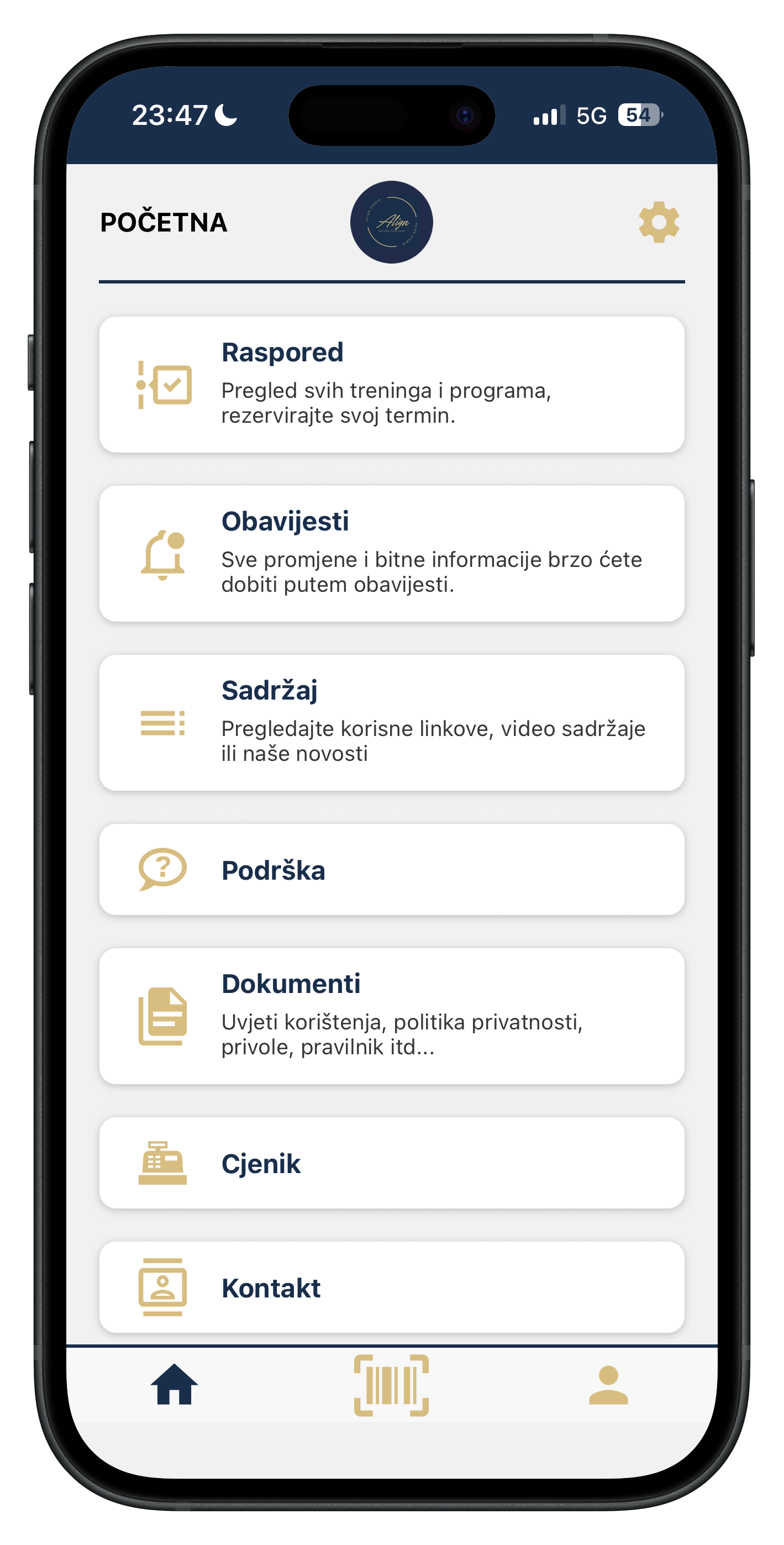 Align Studio - pilates reformer aplikacija