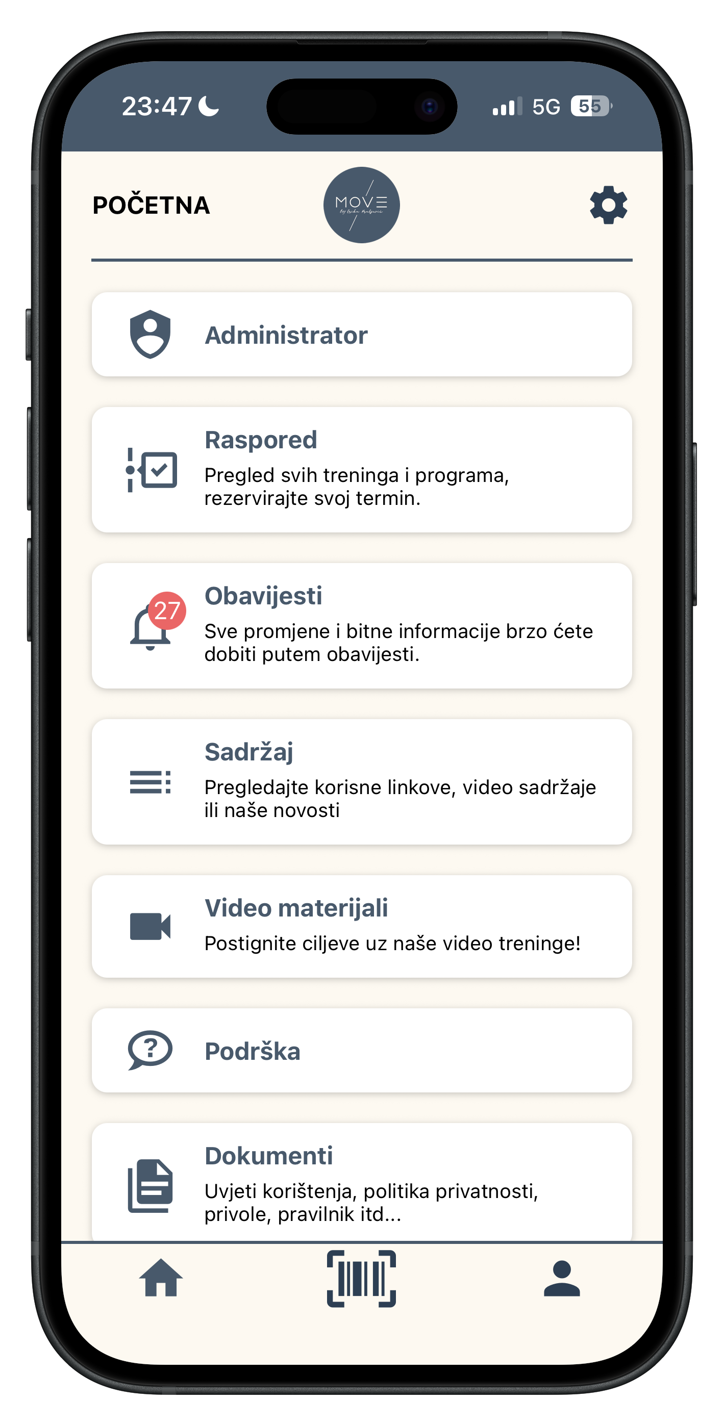 Move aplikacija za individualne i grupne termine