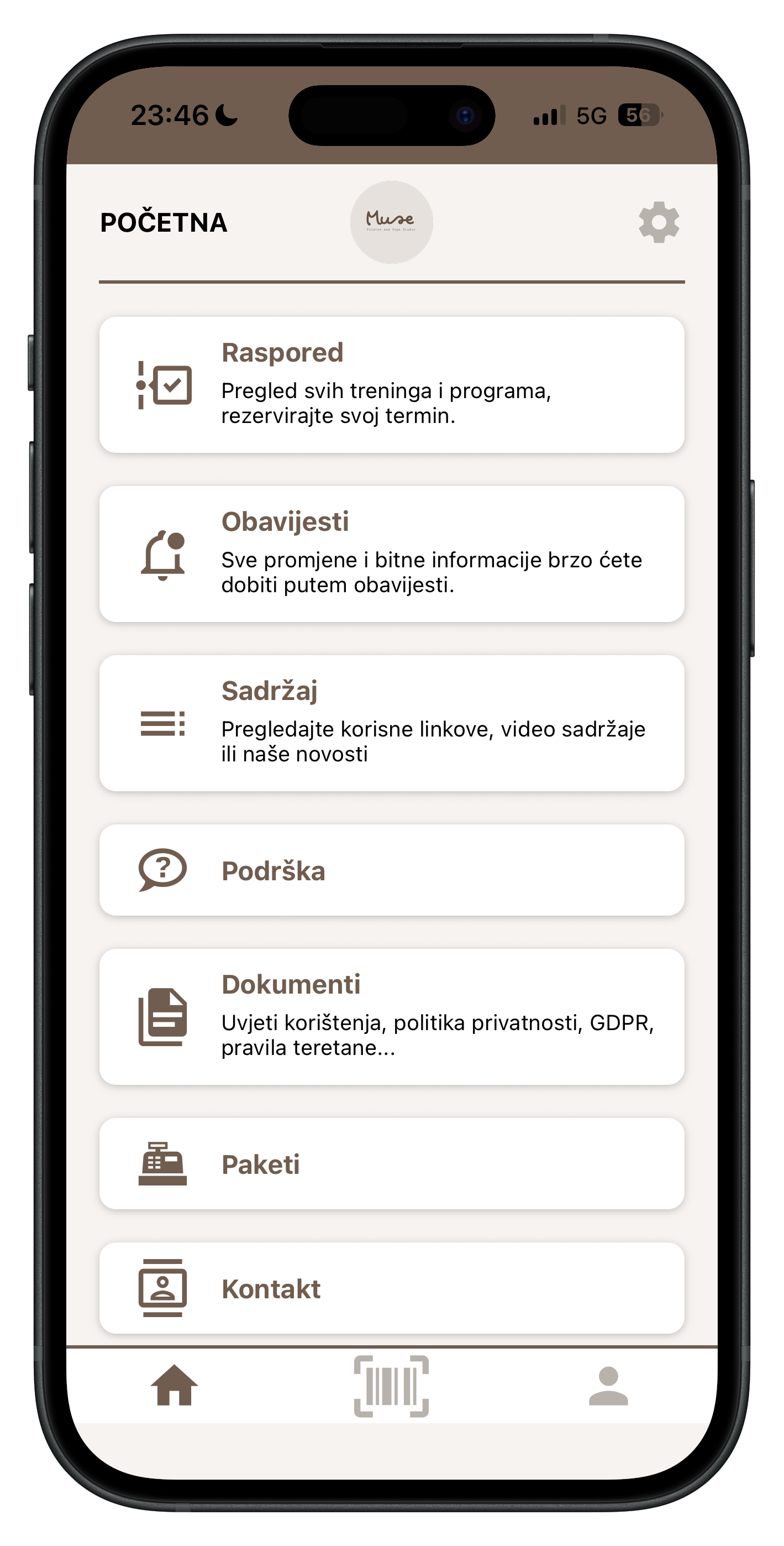 Muse studio - pilates, reformer aplikacija