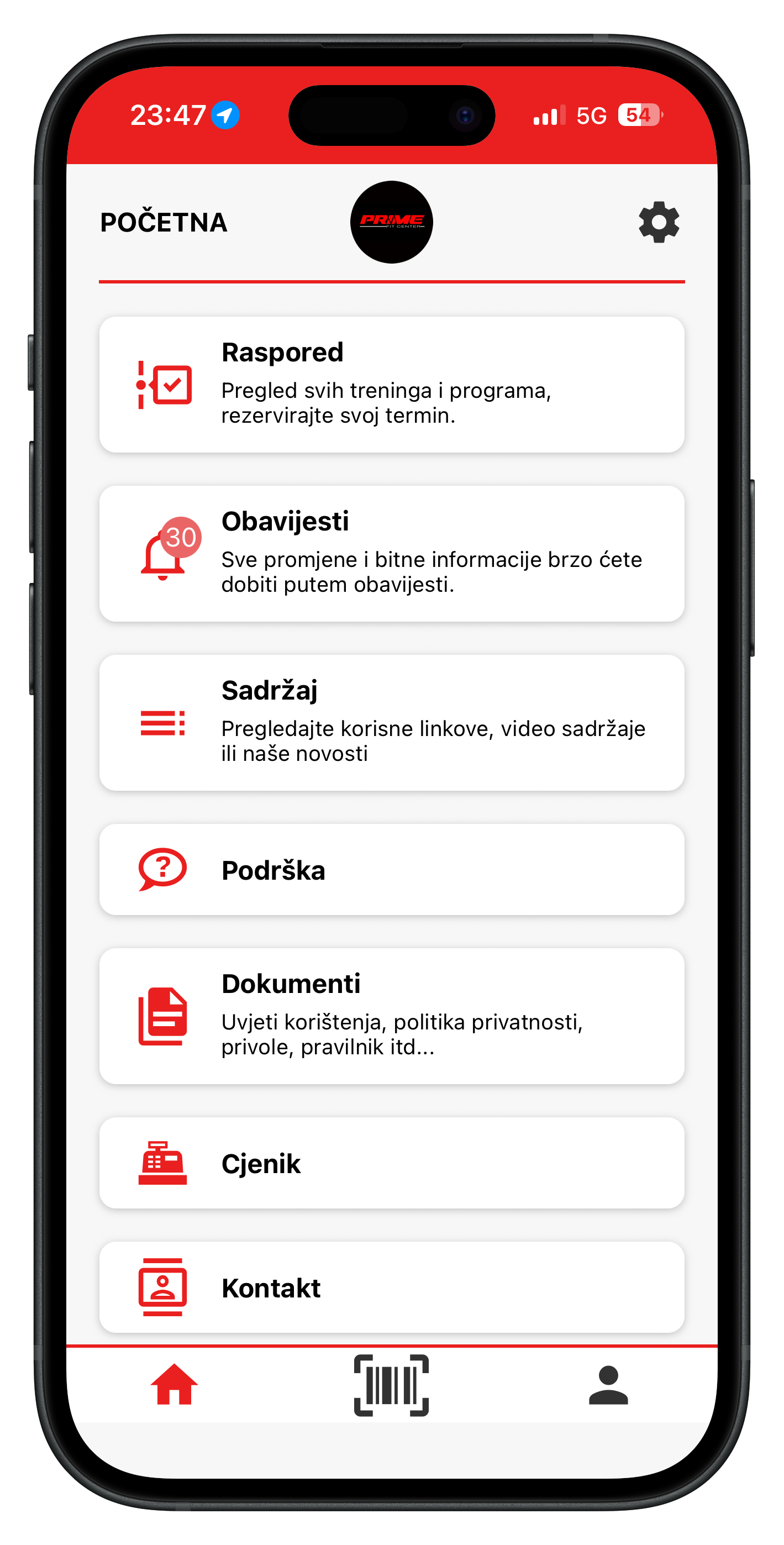 PRIME Fit Center - aplikacija za individualne grupne treninge i teretanu