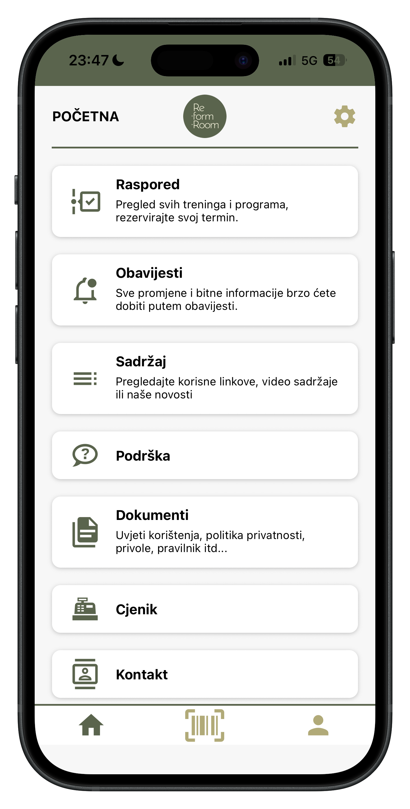 Reform room - pilates reformer aplikacija